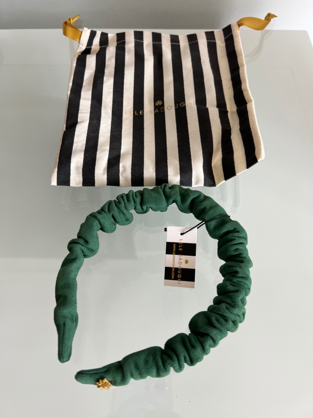 LELE SADOUGHI Jessie Evergreen Suede Leather Headband - Picture 3 of 11